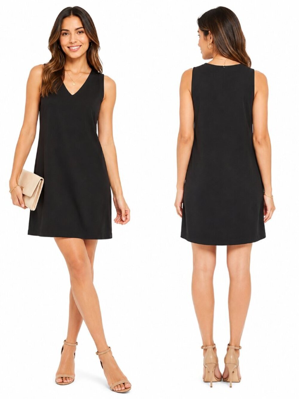 J Crew Dress 6 Petite Black Sleeveless V Neck Shift Mini Dress Lined CC319 NWT